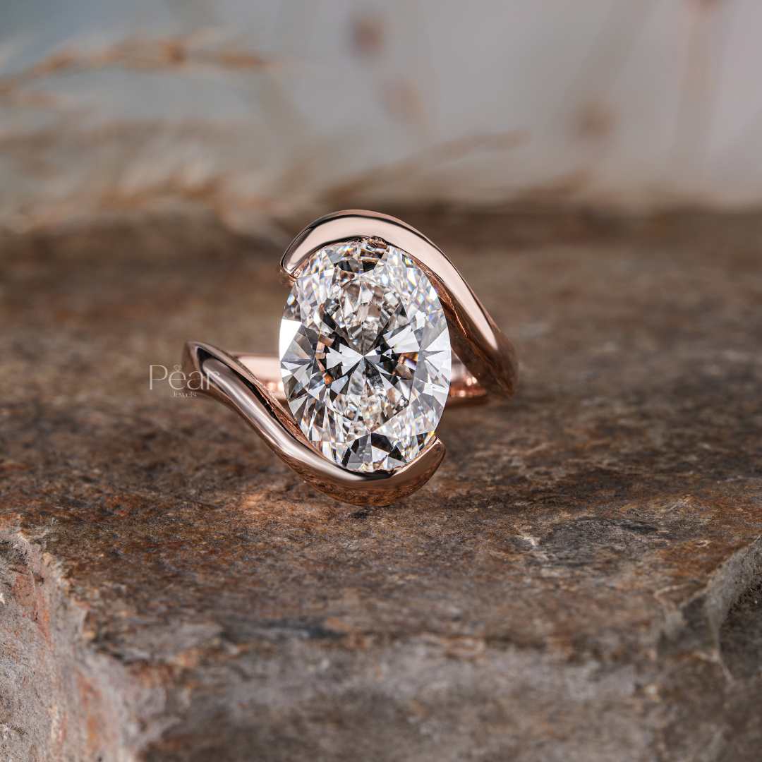 Oval 6.0Ct Solitaire Labgrown Diamond Ring - Pear Jewels